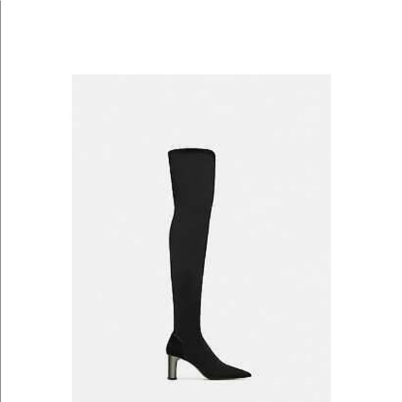 ZARA - OTK Fabric Black Boots with Metallic Heel - Picture 5 of 8